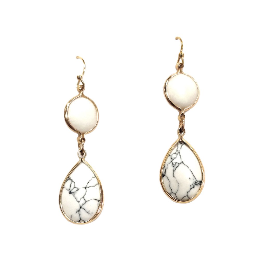 Tigerstars Stylish White Teardrop Gold Tone Dangle Earrings